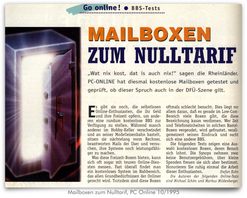 Mailboxen zum Nulltarif, PC Online 10/95