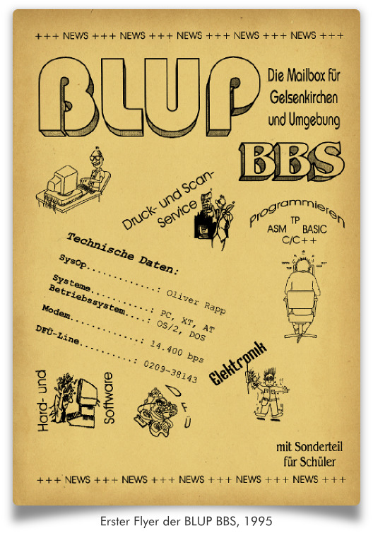 Erster Flyer der BLUP BBS, 1995