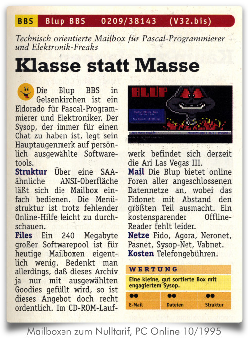 Klasse statt Masse, PC Online 10/95